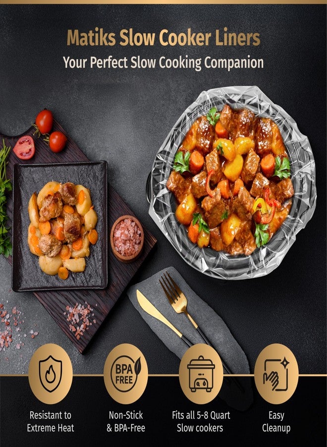 Matiks 30 Pack Slow Cooker Liners - Large 13” x 21” BPA-Free Crock Pot Bags - Fits 3-10 Quart Round & Oval Cookers - Disposable Crock Pot Liners for Effortless Home Cooking & Fast Clean Up, Bonus Recipe Book - Image 2